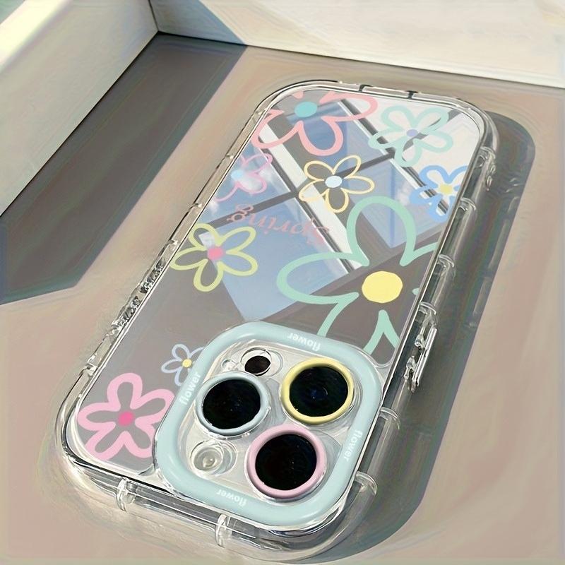 Colorful flower mirror phone case suitable for iPhone 17 16 15 14 13 12 11 Pro/Max/Plus anti drop and shockproof back cover
