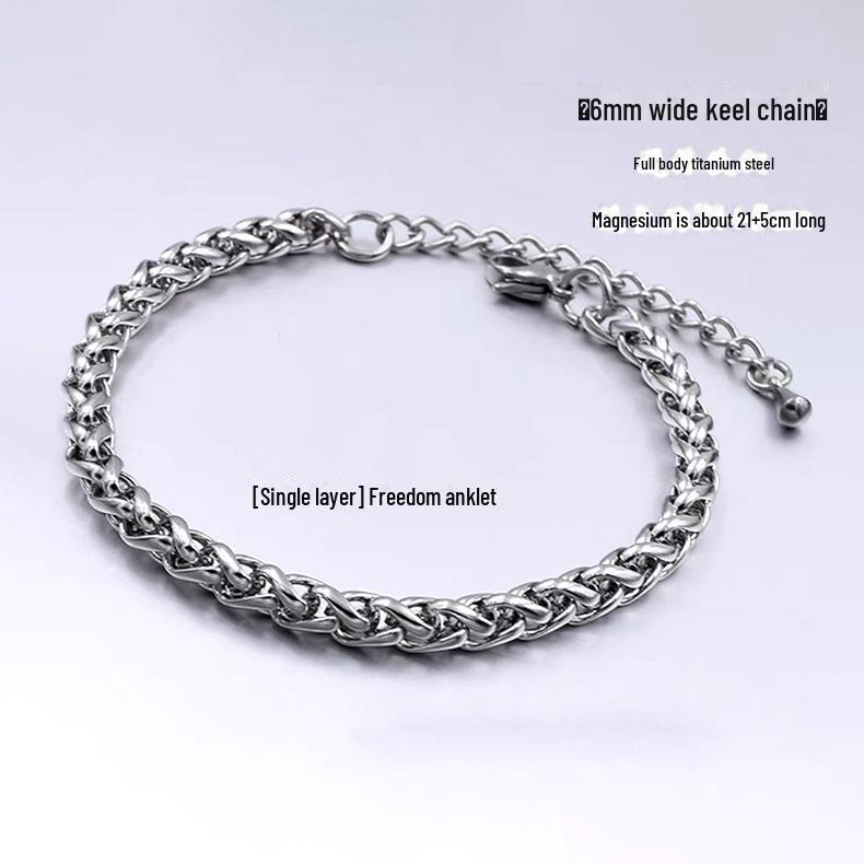 

Корейский браслет на ногу из титановой стали в стиле Харадзюку: Стиль хип-хоп, не выцветает, модный мужской аксессуар