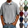 Men's  Collar Buttoned Casual Loose-fitting Pullover Short-sleeved Shirt