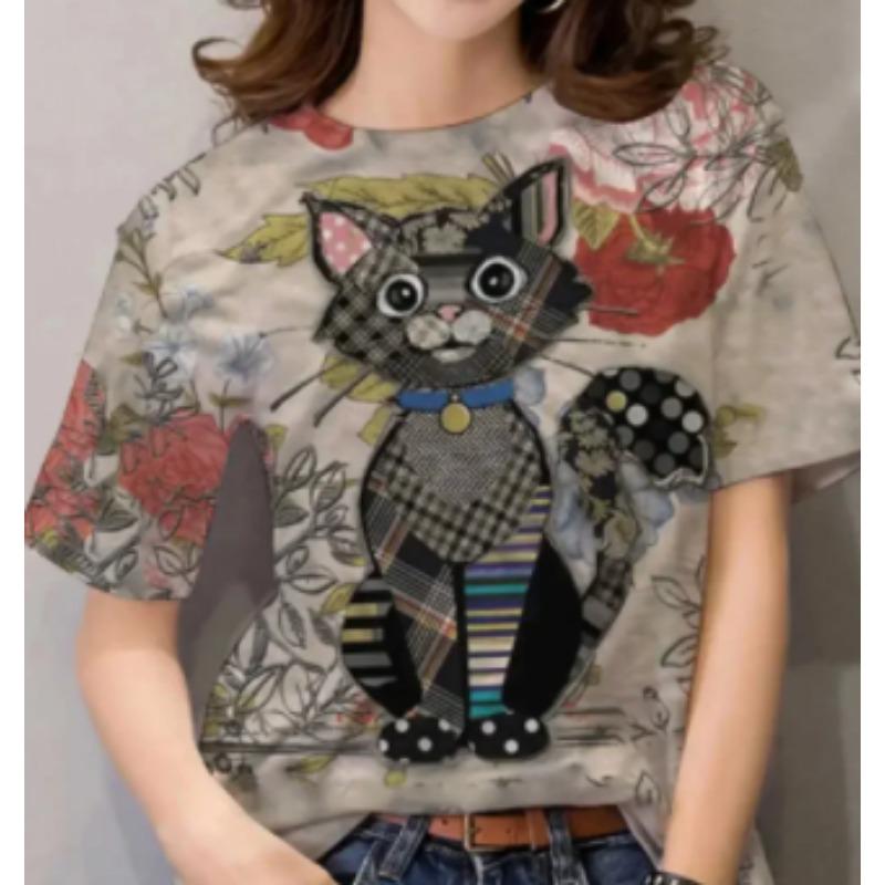 Summer Women Short Sleeve V-neck Oversized T Shirt for Women White Fashion Ladies T-shirt 3d Dragonfly Print Top Casual Clothes