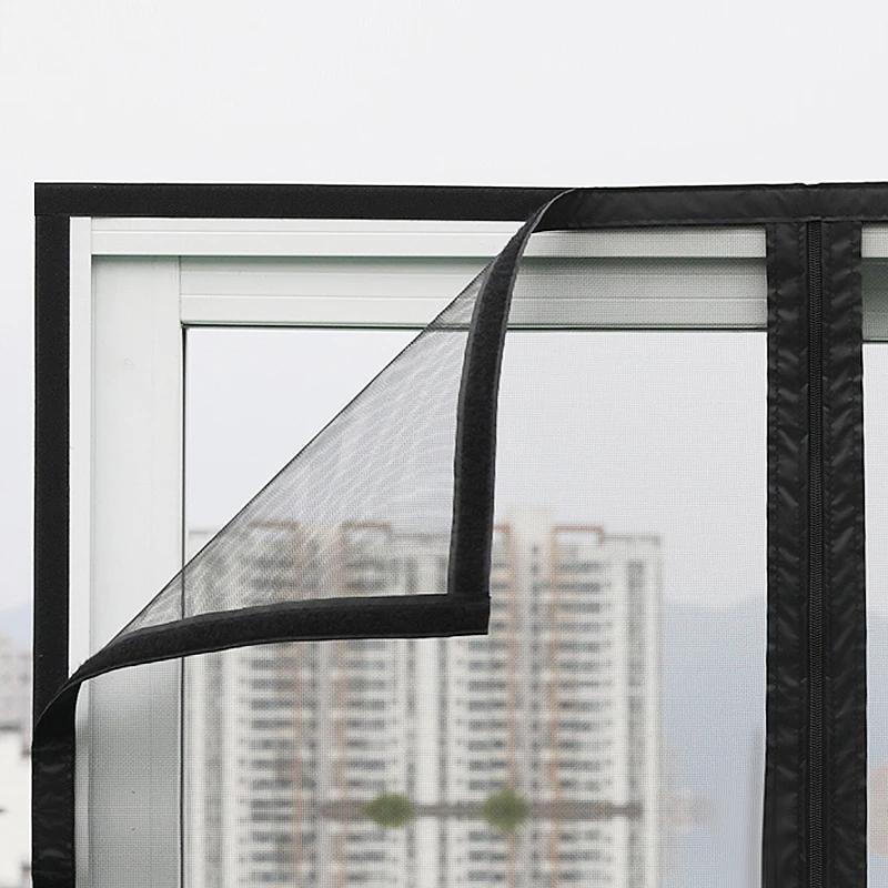 Mosquito Proof Zipper Screen Window Self Installing Non Perforated Mesh with Multiple sizes,Thin Mesh Invisible Gla Curtains