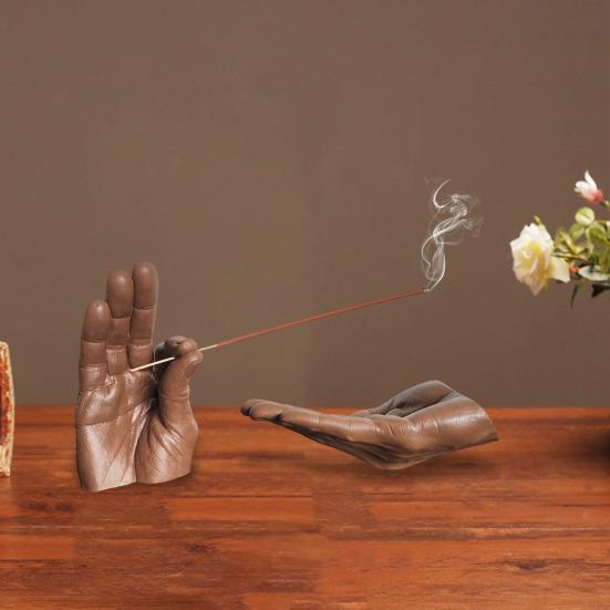 Hand-Räucherstäbchenhalter, Aschenfänger, Kunstharz, Gesten-Räuchergefäß, für Zuhause, Büro, Meditation, Yoga, Entspannung, Zuhause, Büro, Dekoration, Ornament