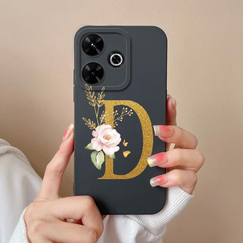 Elegant Case For Redmi 13 4G Personalized Letter Soft Liquid Silicone Protective Phone Cover For Xiaomi Redmi13 Shell Funda Capa
