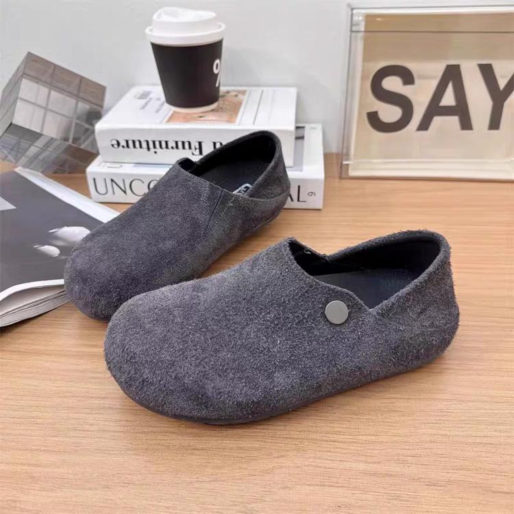 Women s Retro Stomping Foot One Foot Stirrup Big Head Bokken Shoes Spring Flat Single Shoes 35 темно-серого 5530₽