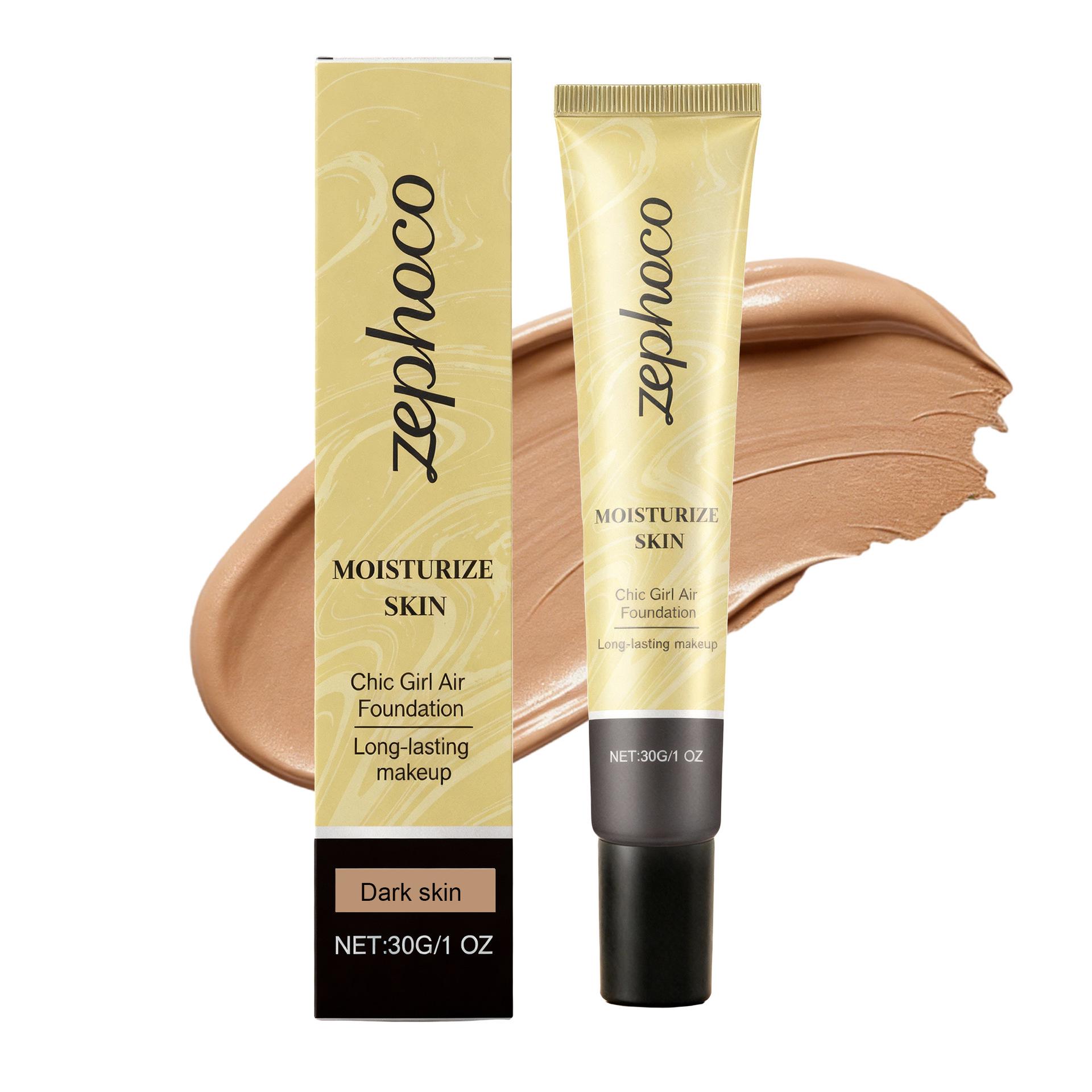 Zephoco Long-Lasting Deep Skin Tone Concealing Foundation - Hydrating, Lightweight, Invisible Pores, Natural Fit.