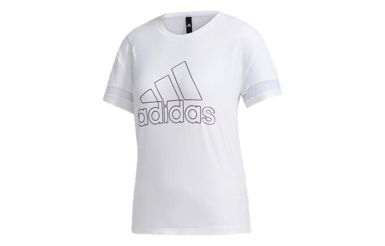 

Adidas T Shirts Women s White Crew Neck Moderate Straight Fit GJ9022 S