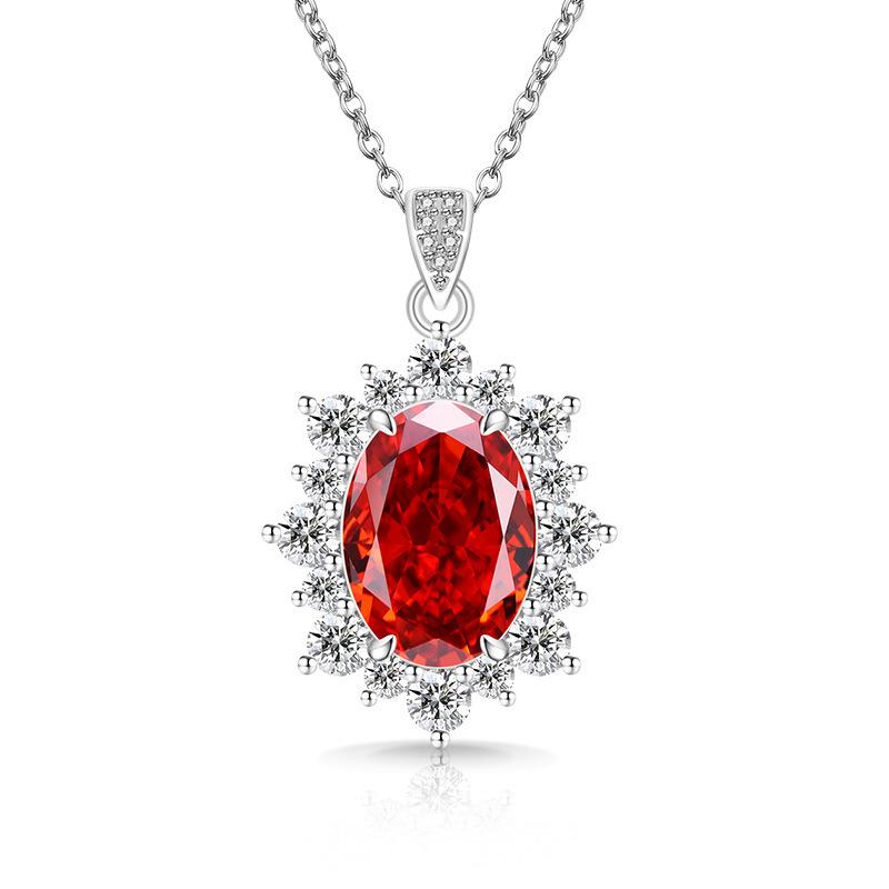 2026 Colored Treasure Ice Flower Cut Oversized Pigeon Egg Necklace Burst High Carbon Diamond Sunflower Pendant