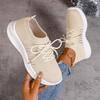 Fashion Summer Mesh Casual Shoes Breathable Slip on Lightweight Sports Sneakers Women Lace Up Fashion Comfortable Walking Shoes