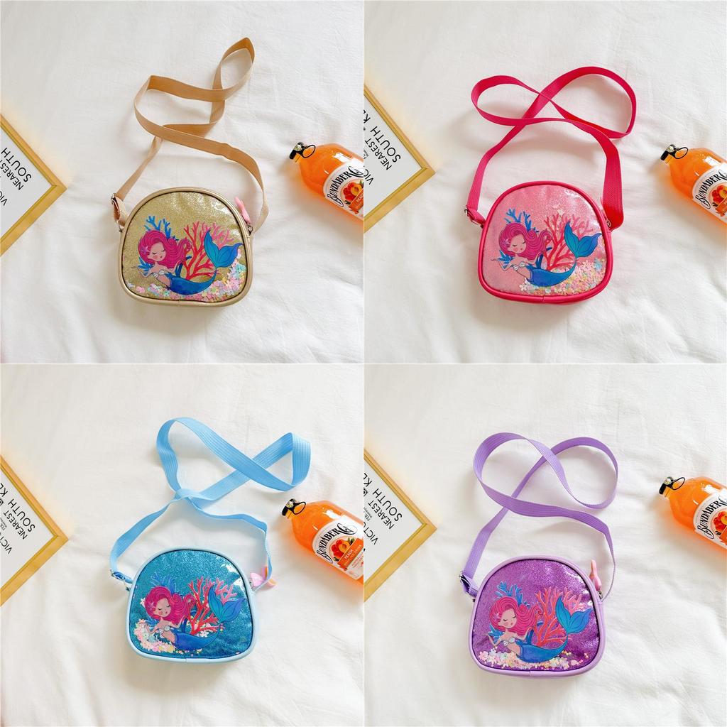 Stylish Korean Version Girl's Crossbody Bag With Shimmering Sequins Ideal For Toddlers