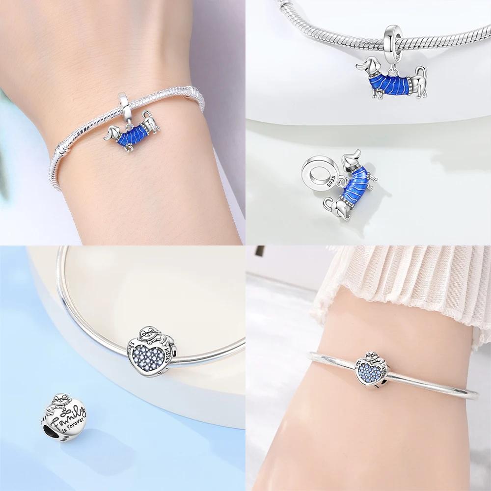 Heart Zircon Beetle Pendant Monkey Rabbit Beaded Original Copper Fit Bracelet Women Jewelry Diy Anniversary Fine Gift