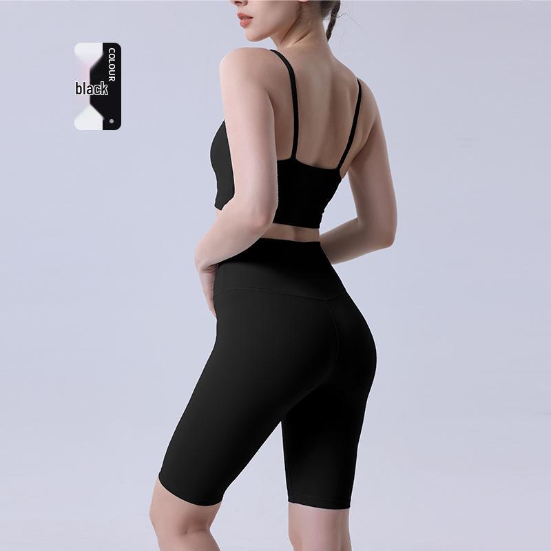 

Женский европейский и американский сексуальный комплект для йоги из двух частей - Летний спортивный топ и костюм для пилатеса L чёрный