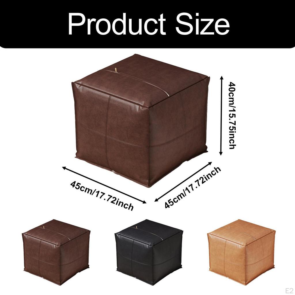 PU Leather Ottoman Cover for Foot Rest 45x45x40cm Storage Solution Bedroom