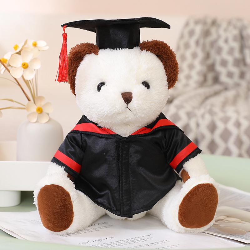 Graduation Teddy Bear with Cap & Gown - Customizable Logo Gift