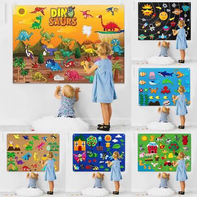 Ensemble de tableau d'histoire en feutre pour enfants 3,44 pieds ensemble de jeu de narration sur le thème en trois dimensions Kit de jeu interactif éducatif avec crochets tableau d'apprentissage réutilisable
