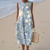 Women's Fashion Casual Sleeveless Round Neck Floral Elegant Temperament Dress