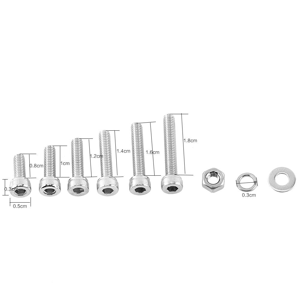 M3 304 Stainless Steel Hex Socket Screws   With Hex Nuts Washer Assortment(  Head)