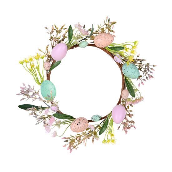 Ostergirlande Künstliche Eiergirlande mit Lammohren Blättern für Frühling Kaminsims Kamin Fenster Wand Innen Außen Dekor