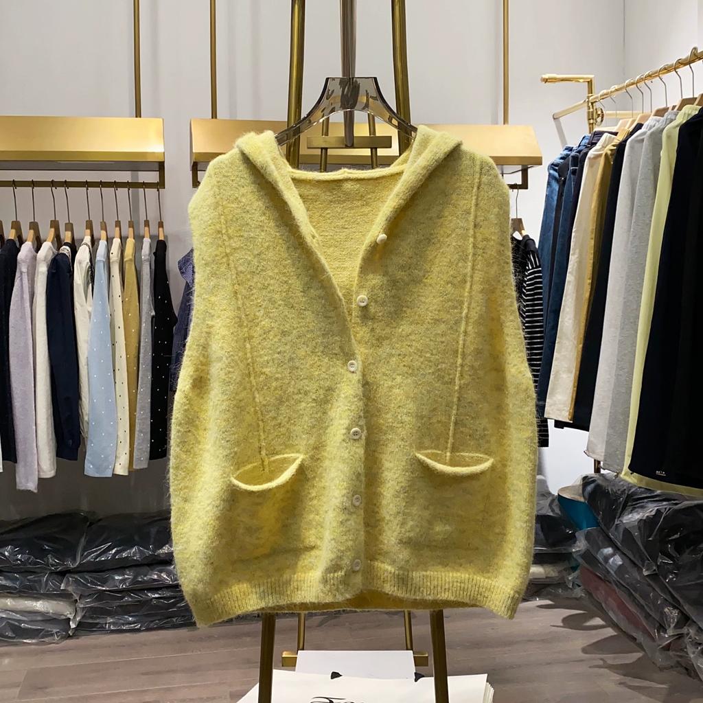 Dimanaf 2025 Plus Size Autumn Women Solid Sleeveless Vest Sweaters Knitting Buttons Casual Style Loose Sweater