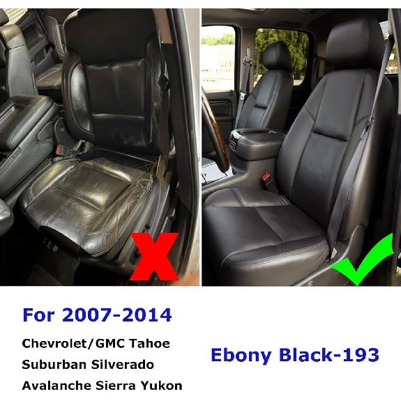GXARTS Driver Or Passenger Side Bottom Replacement Leather Seat Cover Black Compatible With Chevy Avalanche Silverado Suburban Tahoe GMC Sierra Yukon