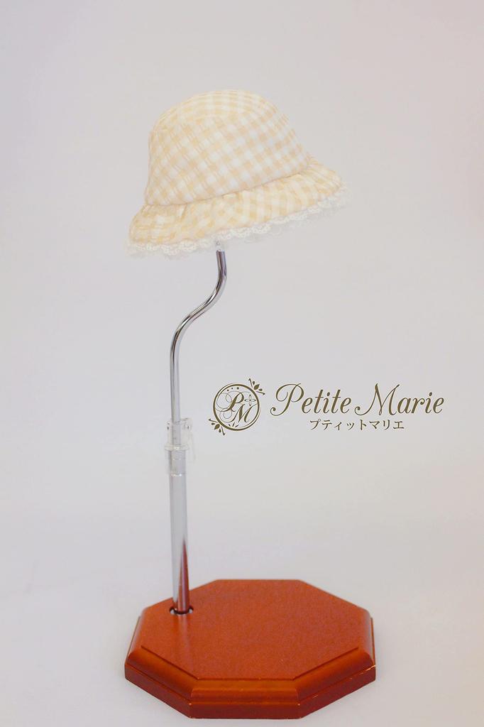 [Petite Marie] 13 DD MDD Compatible (DDH-01~10 Compatible) Beige Seersucker Cloche Hat with Lace for a Girly Mood. Beige. Fits 9-10 inch dolls (60cm,