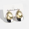 New Design High Quality Fashion Two-Color Plated Brushed Metal Grop Earrings Elegant Women's Daily Work Jewelry Accessories