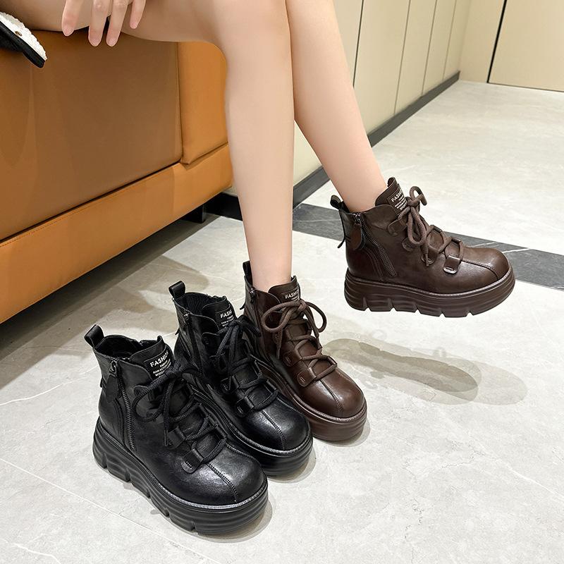 Thick-soled heightening snow boots women's winter 2025 new non-slip waterproof Martin short boots velvet warm large cotton shoes