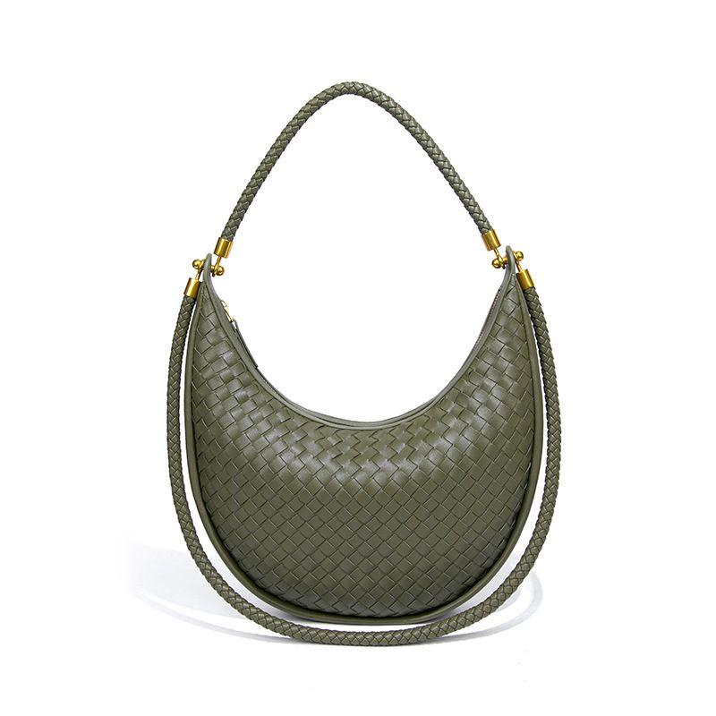 

Ретро Плетеная Сумка-Селенодонт из Коровьей Кожи Весна и Лето Новая Высококачественная Сумка-Полумесяц Легкая Роскошная Наплечная Сумка-Мессенджер Сумка для Ношения Под Мышкой Olive green