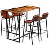 Day and Night - Day and Night Bar Furniture Set 5 Pieces Recycled Wood Authentic Goat Leather