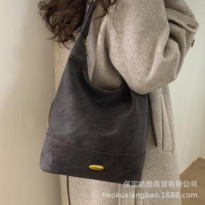 Simple Retro Matte Bag Women's 2025 New Commuter Versatile Messenger Bag Slack Shoulder Tote Bucket Bag