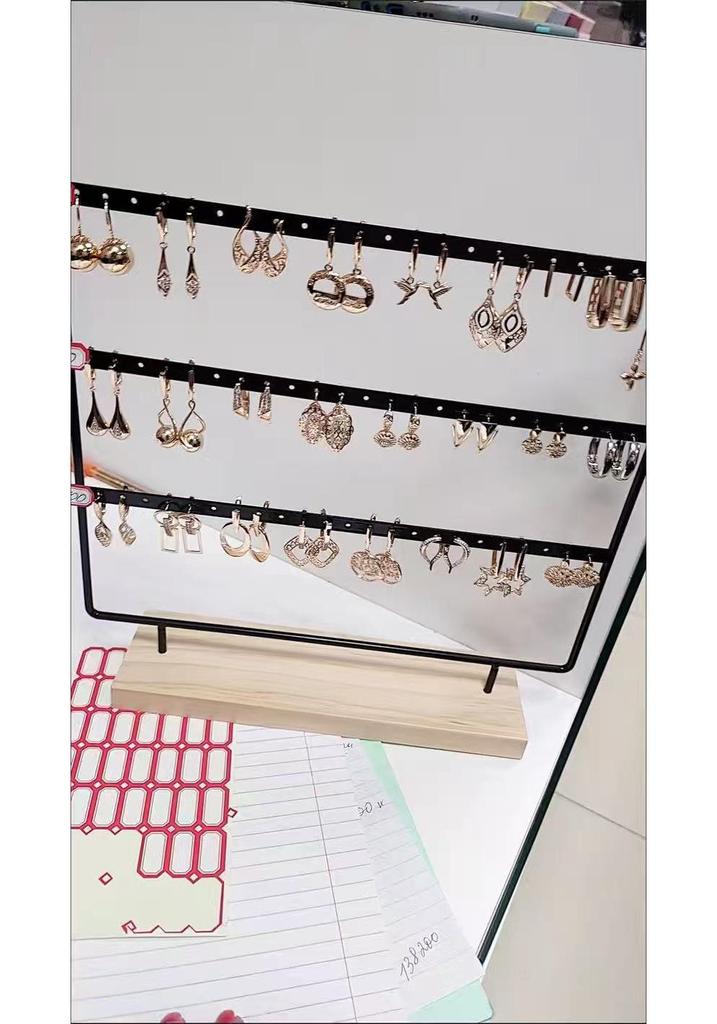 Solid Wood & Iron Large-Spaced Earring Holder Display Stand