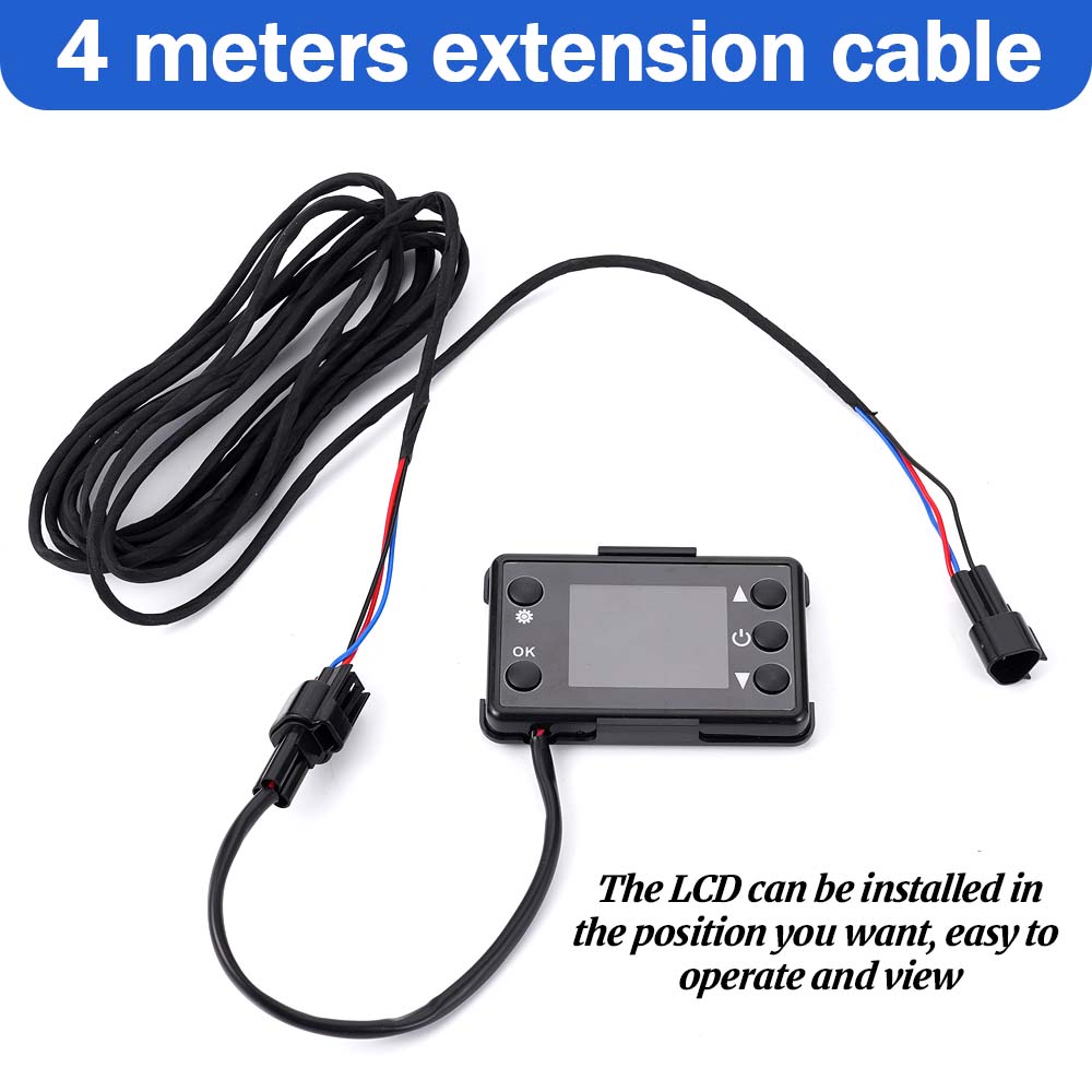2/3/4M Wiring Harness Kit Black Plug Dual Head Parking Heater Universal LCD Switch Parking Heater Extension Cable for Truck Van