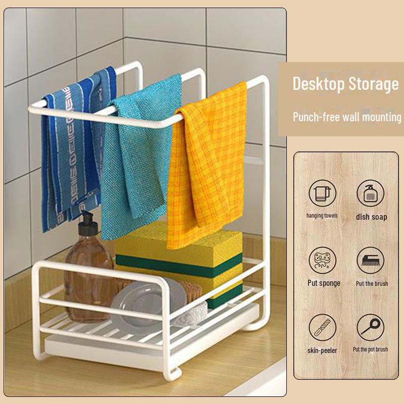 

«Настенная полка для хранения кухонных губок и тряпок, а также для слива в раковину» wall-mounted/table-top dual-purpose белый