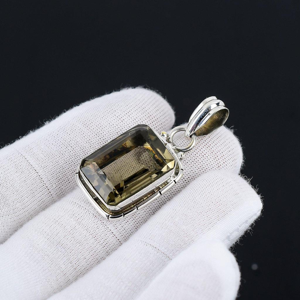 Smoky Topaz Handcrafted 925 Sterling SIlver Pendant Small Pendant Smoky Topaz Gemstone Silver Pendant For Gifts