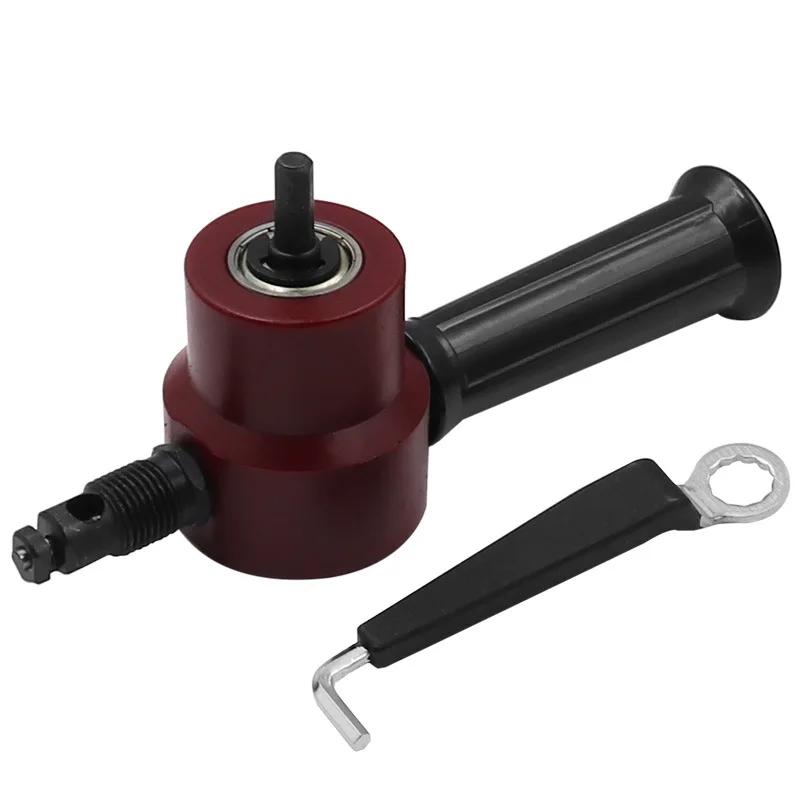 Metal Sac Kesici Çift Başlı Demir Kemirici Kesme Aleti Elektrikli Matkap Eklentisi Modifikasyon Plakası Zımba Makası Ayarlanabilir