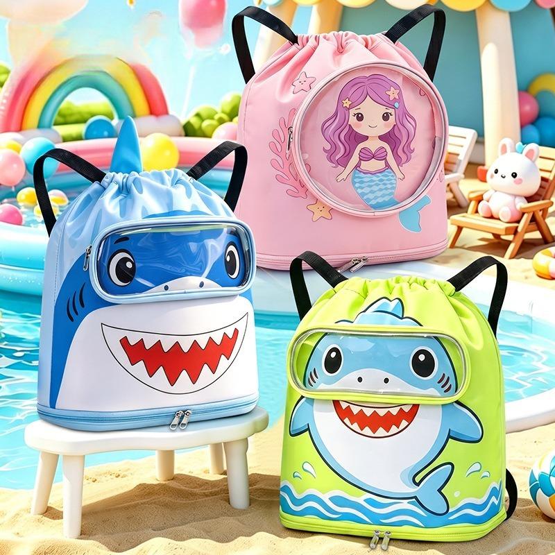 Sac à dos de natation dessin animé pour enfants Séparation sec/humide Sac étanche avec compartiment à chaussures Grande capacité Portable Plage Piscine Salle de sport Rangement
