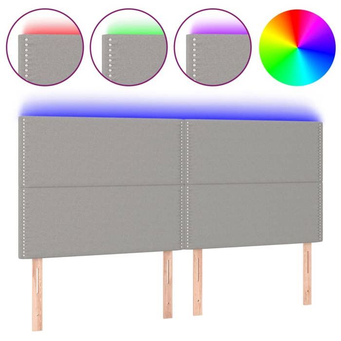 VidaXL LED Headboard Bedroom Furniture Double Bed Accessory Head of Bed Frame Interior Light Grey 3122298