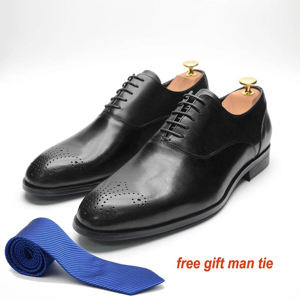 

Italian Luxury Classic Mens Oxford Dress Shoes Genuine Leather Lace-up Brogue Brown Black Business Party Formal Shoe for Men 46