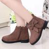 2025 girls autumn and winter retro shoes single boots princess shoes Korean version low tube velvet boots medium and older children cotton shoes s