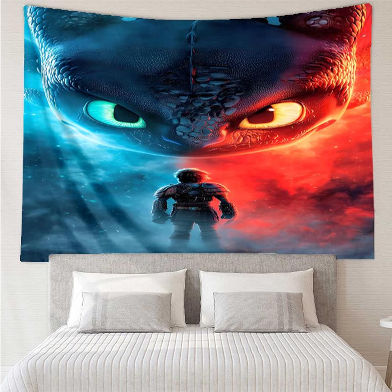 Dragon Print Tapestry, Backdrop, Easy Setup, Ideal for Bedroom, Office & Living Room, with Aesthetic Wall Hanging Decor.