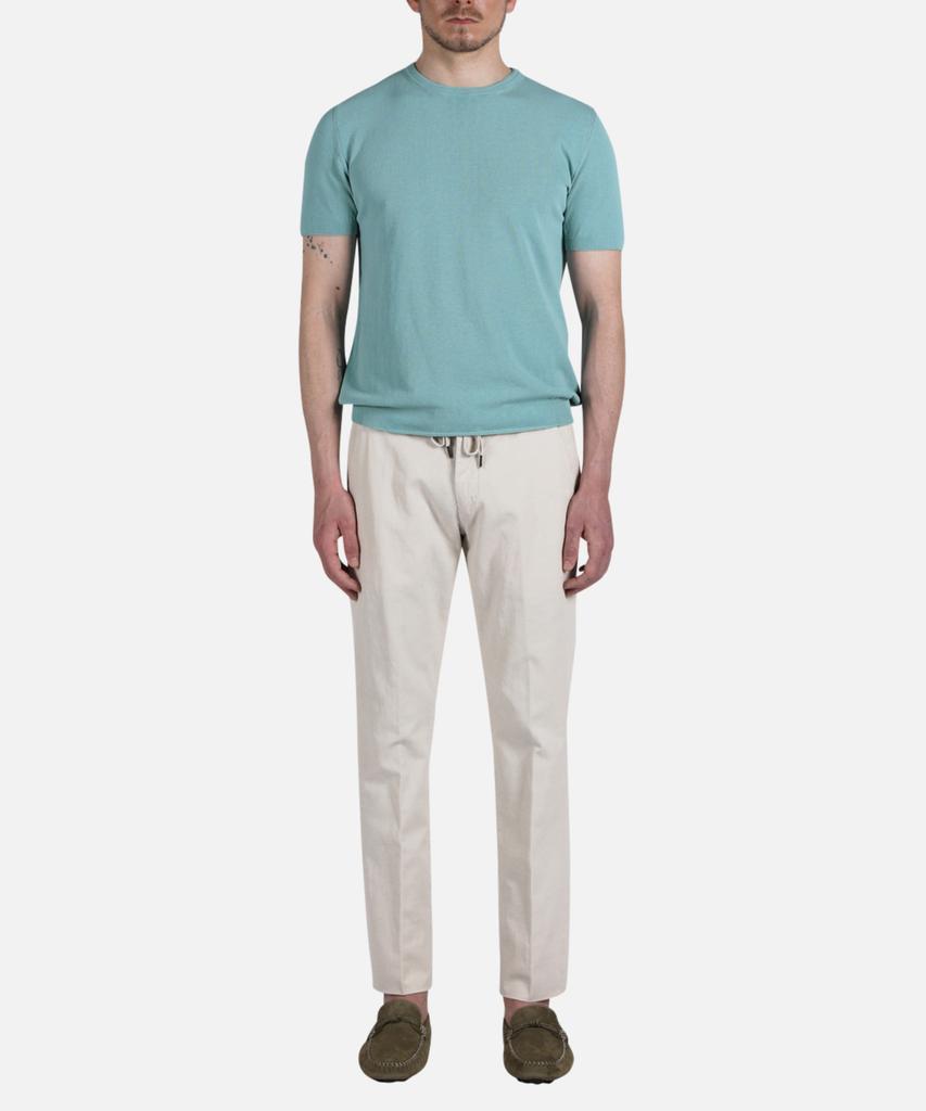 PANICALE Aqua Herringbone Cotton Short Sleeve Knit