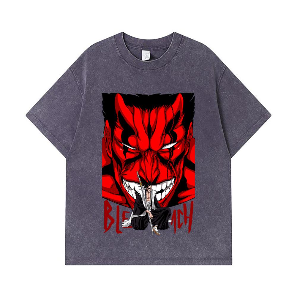 275 GSM Washed T-shirts 100% Cotton Bleach V7 Zaraki Print Unisex Heavy Cotton T Shirt