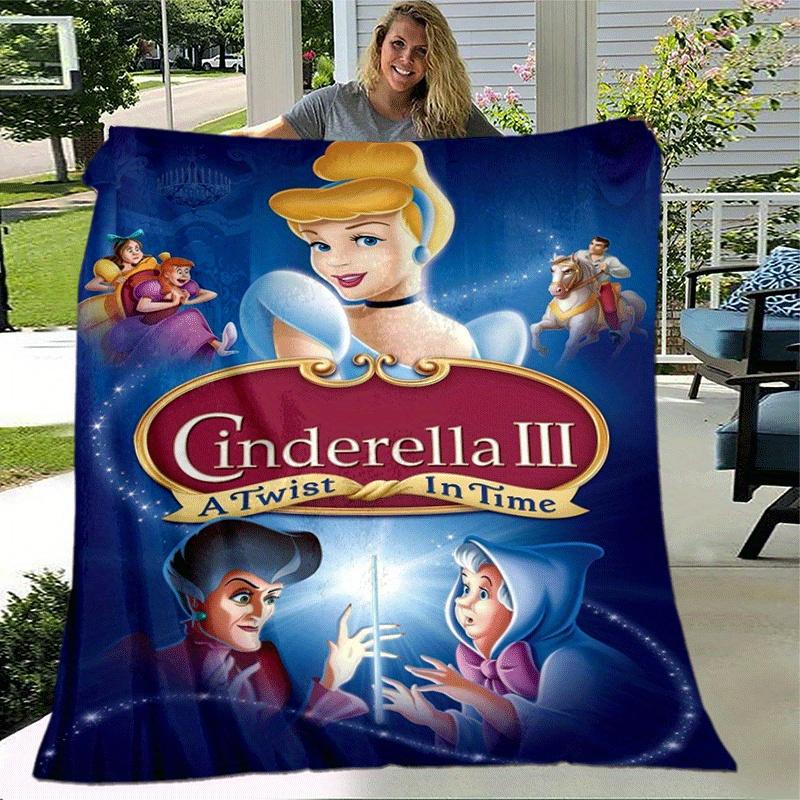 1pc Cinderella Printing Blanket - Soft, All-Season Throw for Office Blanket,Personalized Gift with Adorable Cartoon Design