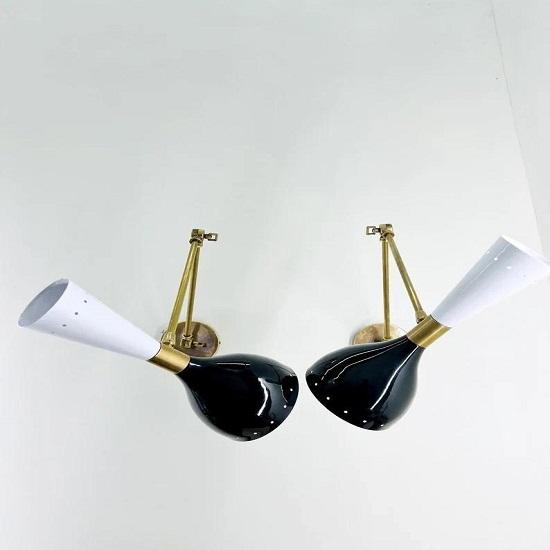 Pair of Brass Stilnovo Modern Diabolo Wall Sconces – Contemporary Wall Lamp Fixtures