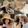 Floral Pattern Wide Brim Straw Hat With Adjustable Fit For Summer Outdoor Wear