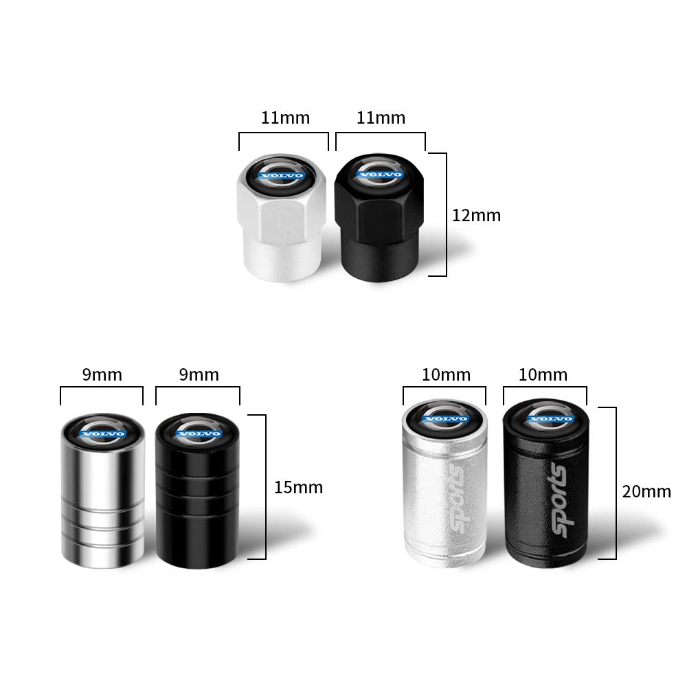 4pcs Metal Car Wheel Tire Valve Caps Stem Case Covers Valve Cap For Volvo Rdesign C70 S70 60 C60 XC90 D5 D8 T6 T5 D9 Accessories FF1