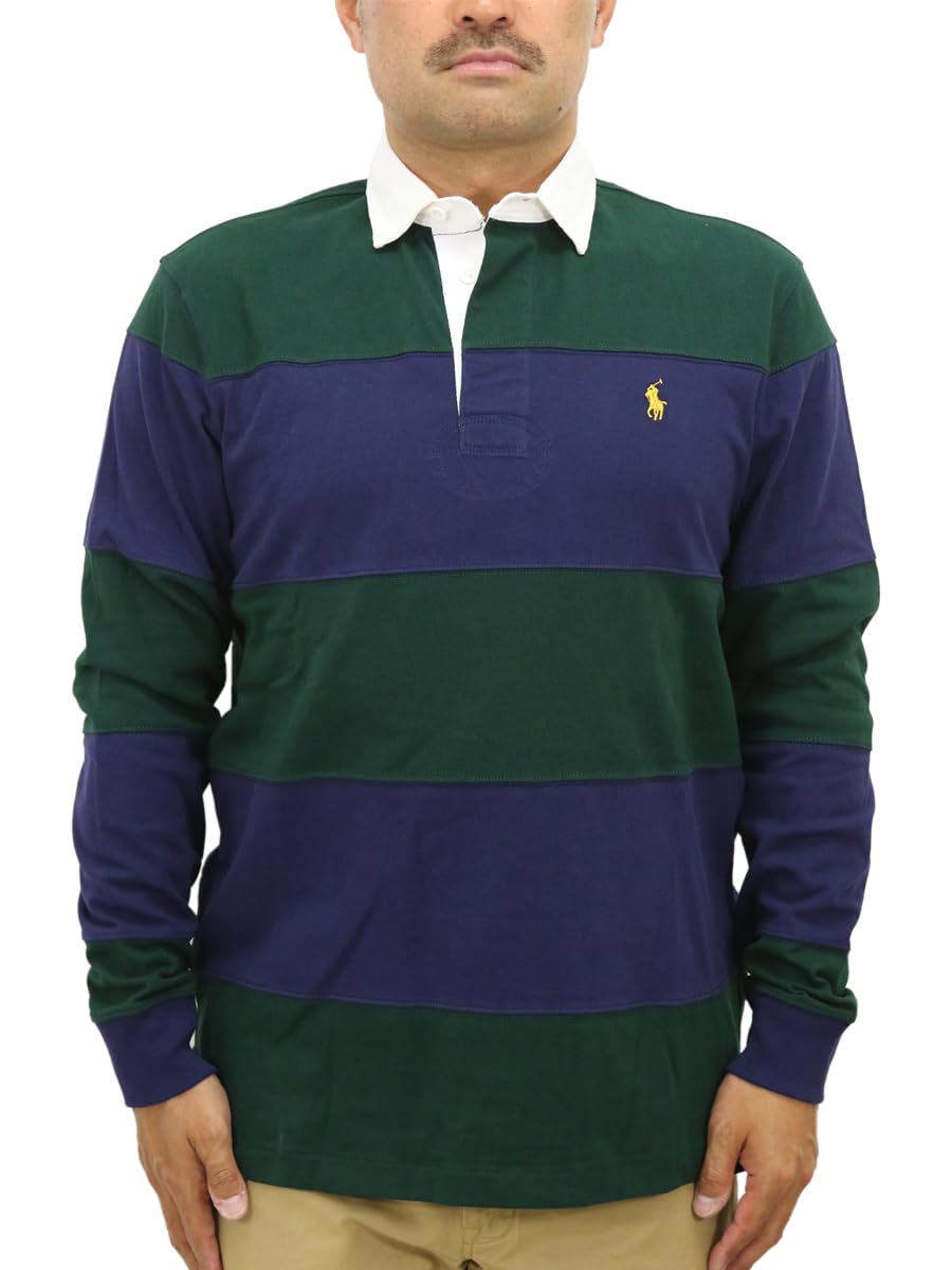 

Polo Ralph Lauren Классический крой Полосатый Регби с длинным рукавом Размер Мужская рубашка, M, NVY/CG (Код товара 01030008)
