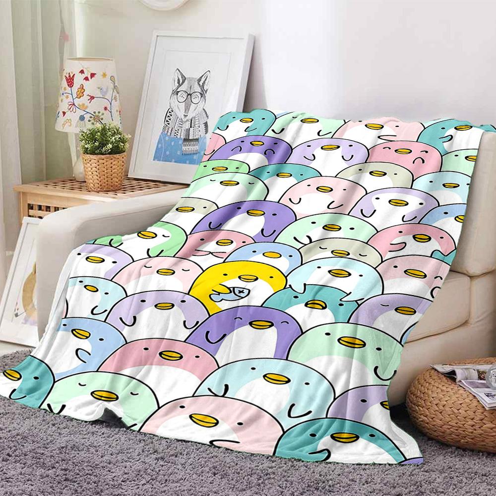 1pc Penguin Parade Blanket, Lightweight Flannel Throw Blanket For Sofa, Bed, Travel, Camping, Living Room, Office132
