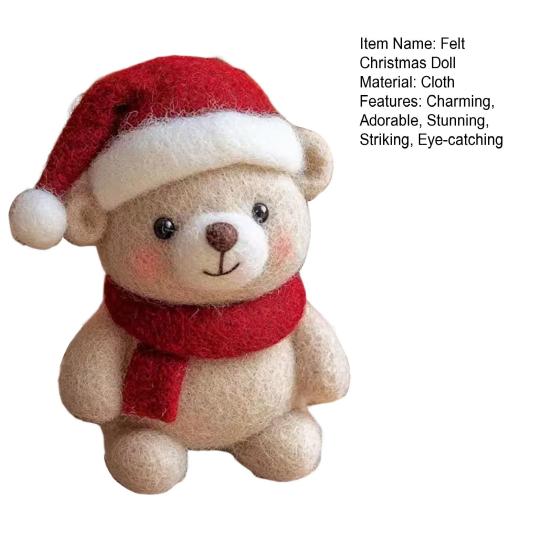 Christmas Felt Ornaments Handmade Wool Felt Rabbit Gingerbread Man Crafts for Tiered Tray Tabletop Decor
