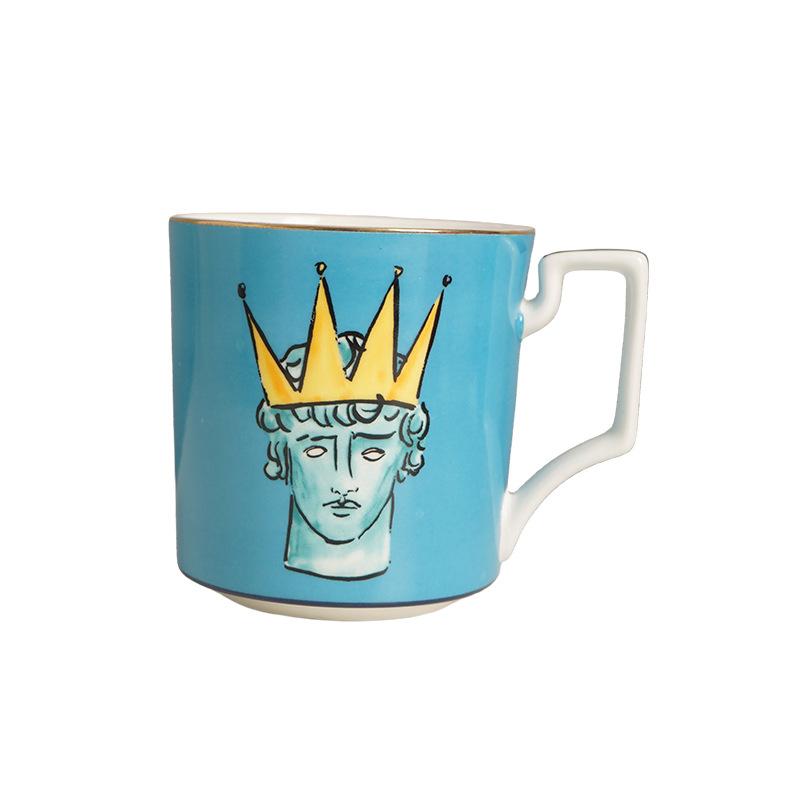 

Poseidon Ceramic Mug Creative Decal Steak Western Dessert Plate Cutlery Couple Cup Home Decor Tableware 200ml