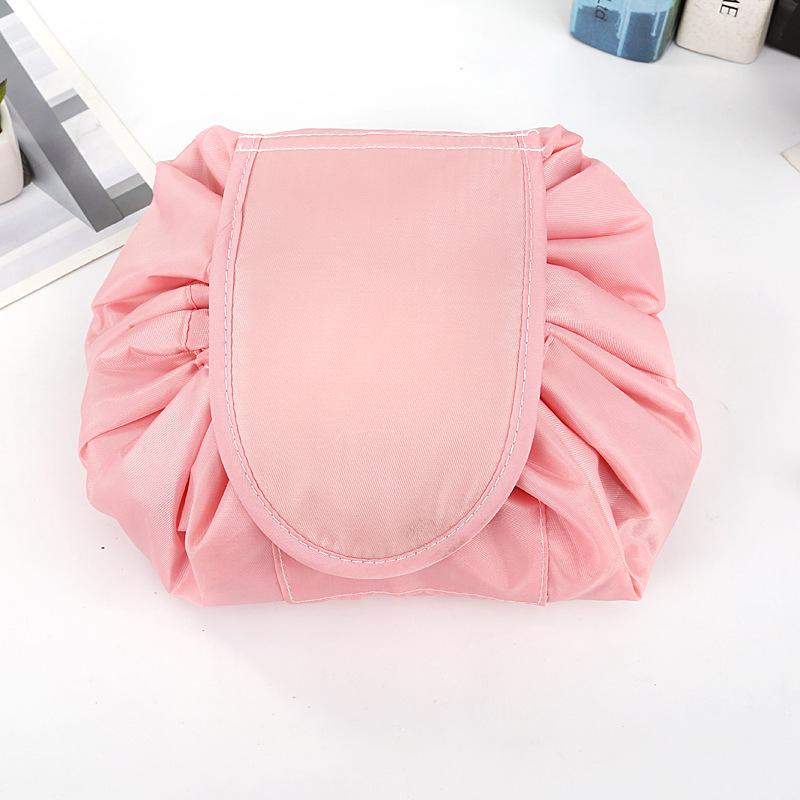 TikTok Style Portable Black Drawstring Makeup Bag for Easy Travel Storage
